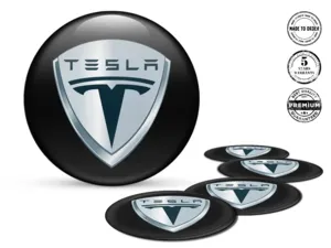 Tesla Édition Emblème Roue Autocollants Bombés Premium